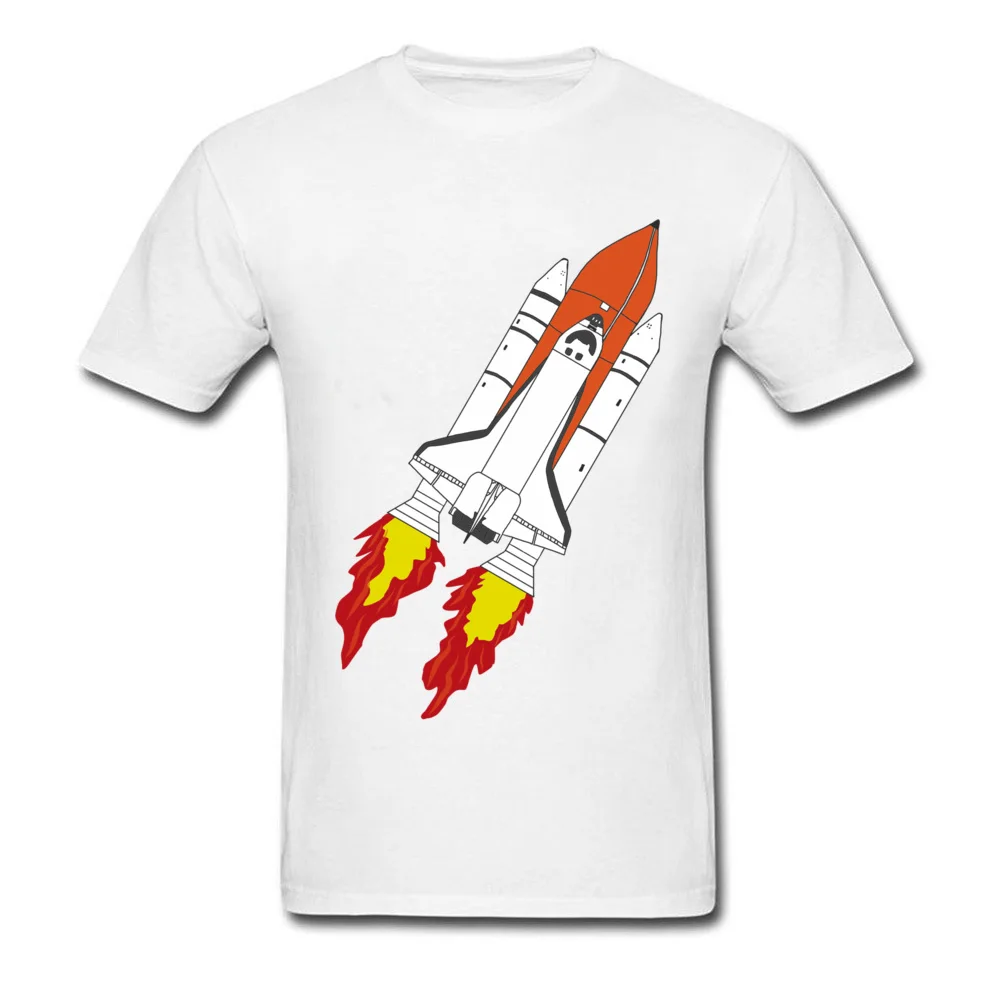 Fashionable Shuttle Tshirts Funny Autumn Short Sleeve Round Collar T Shirt Pure Cotton Mens comfortable Tops Tees Shuttle white