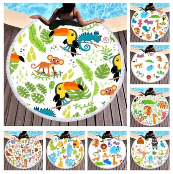 

Free shipping Animal Elephant Lion Kangaroo Hippo Whale Toucan Pattern Children Kids Large Swim Pool Bath beach towel Blanket