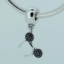 DIY бусины для изготовления ювелирных изделий из стерлингового серебра-ювелирные изделия обруч Микки Подвески с красным CZ серебро 925 Berloque Perles для женщин