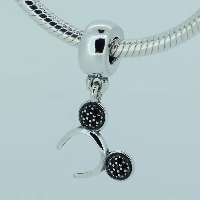 

DIY Beads for Jewelry Making Sterling-Silver-Jewelry MICKEY HEADBAND Bead Charms with RED CZ Silver 925 Berloque Perles Women