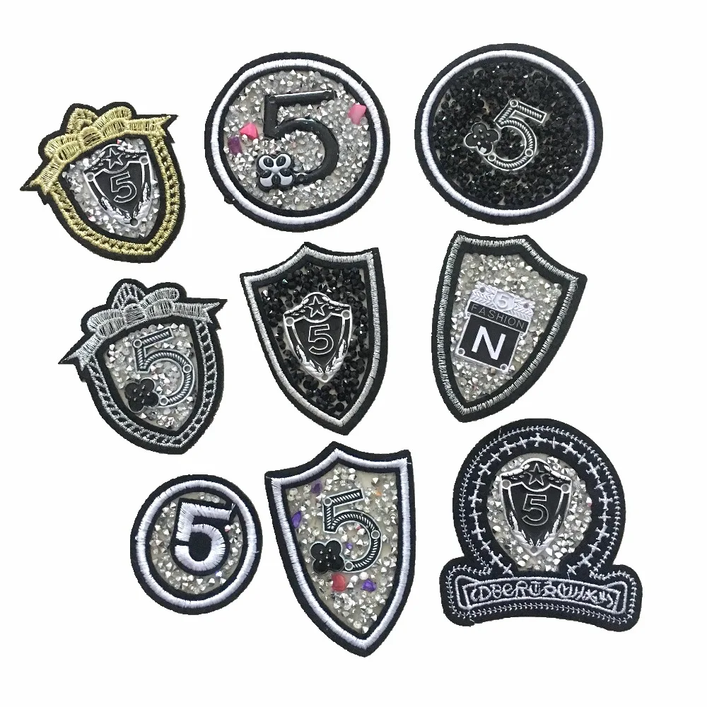 

10Pieces/lot Fashion N 5 Baege Iron On Patch For Hat Trousers Bags Stickers DIY Craft Accessories Beaded Rhinestones Patches