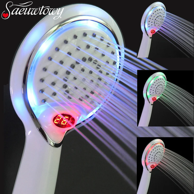 Hand held Led Shower Led Shower Head 3 Colors Led Shower head With Temperature Digital Display