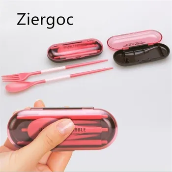 

AI DI Student Children's 3 Piece Set / Setware Tableware Mini Outdoor Portable Travel Set Candy Color Folding Tableware