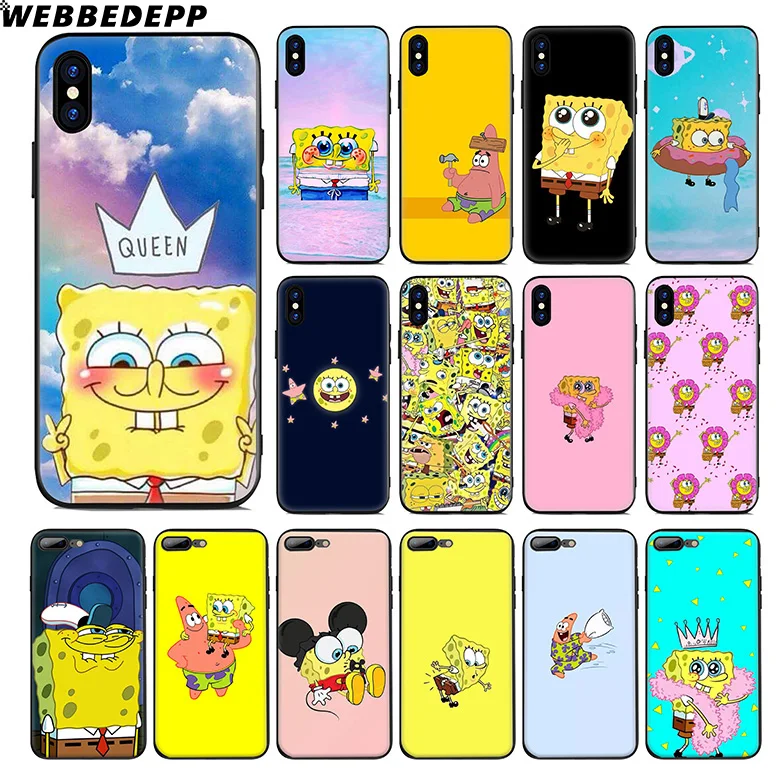 

WEBBEDEPP BFF Spongebob Cartoon Soft Silicone Case for Apple iPhone Xr Xs Max X or 10 8 7 6 6S Plus 5 5S SE Phone Case