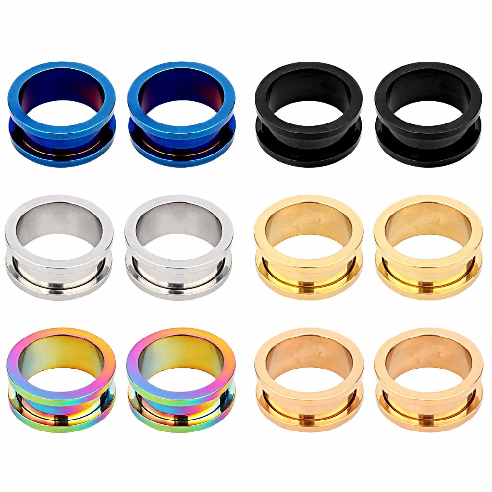 

2PCS316L Steel Ear Gauges Plugs Double Flared Piercing Flesh Tunnel Ear Plugs Ear Expanders Stretchers Earring Body Jewelry