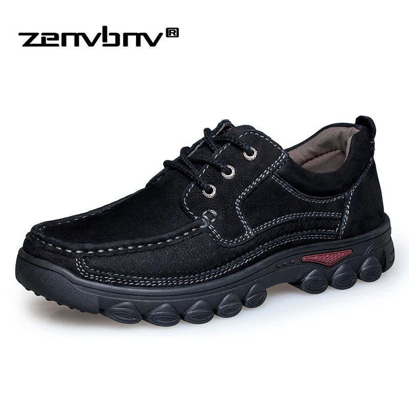 

Genuine Leather Men's Flats Shoes Autumn Winter Casual Shoes Plus size 38-47 Waterproof Work Shoes Outdoor Shoes Lace-up Oxfords