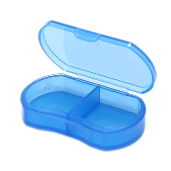 

Blue Pill Medicine Tablet Pillbox Container Dispenser Organizer Case For Medicines New 1Pc 2 Grids Pill Box