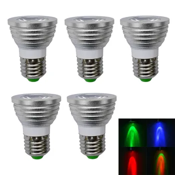 

5pcs/lot, E27 3W 150LM 1-LED Multi-Colored RGB Light LED Spot Bulb / Remote Control (AC 100-220V), free shipping