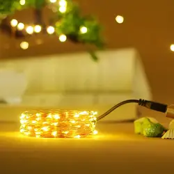 5/10 м провода 100-светодиодный фея блестящий свет шнура управляемый через USB Водонепроницаемый Свадебная вечеринка фестиваль украшения