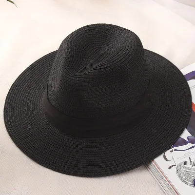 Jiangixhuitian,, летняя, унисекс, шляпа от солнца, повседневная, для отдыха, Панама, соломенная шляпа, для женщин, с широкими полями, для пляжа, джаза, мужские шляпы, складная шляпа - Цвет: 4