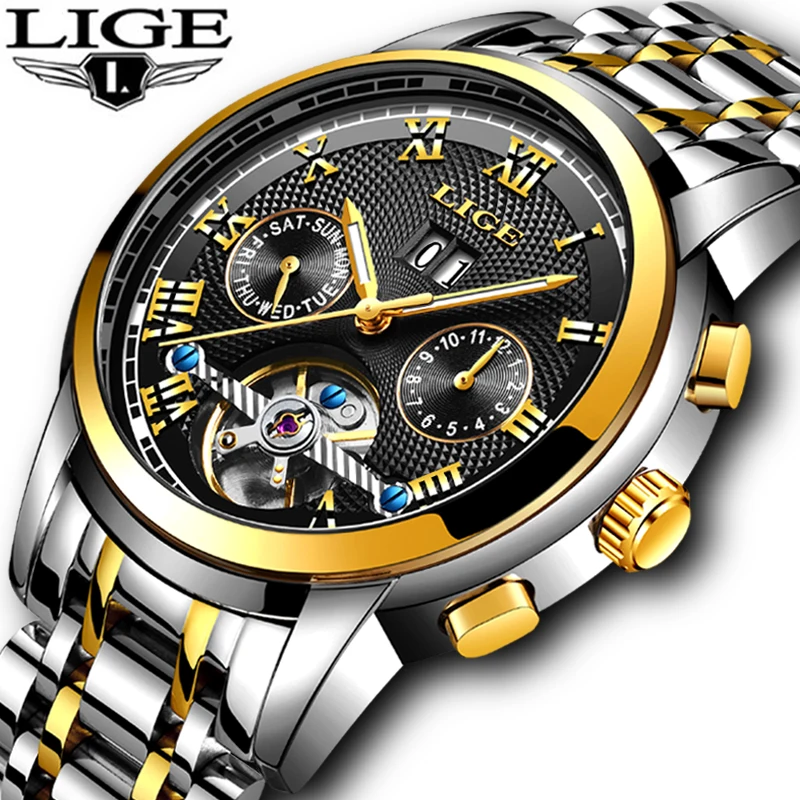 

Mens Watches New LIGE Top Brand Luxury Men's Automatic Mechanical Watch Mens Fashion Business Waterproof Watch Relogio Masculino