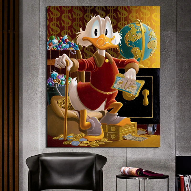 

Donald Duck Uncle Scrooge His Life And Times Canvas Painting Living Room Home Decoration Modern Wall Art Oil Painting Posters HD