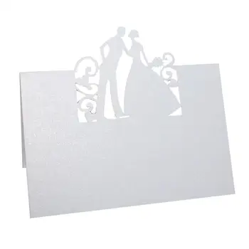 

50pcs Place Name Cards Invitation Card Newlyweds Wedding Party Decoration Favor (White)