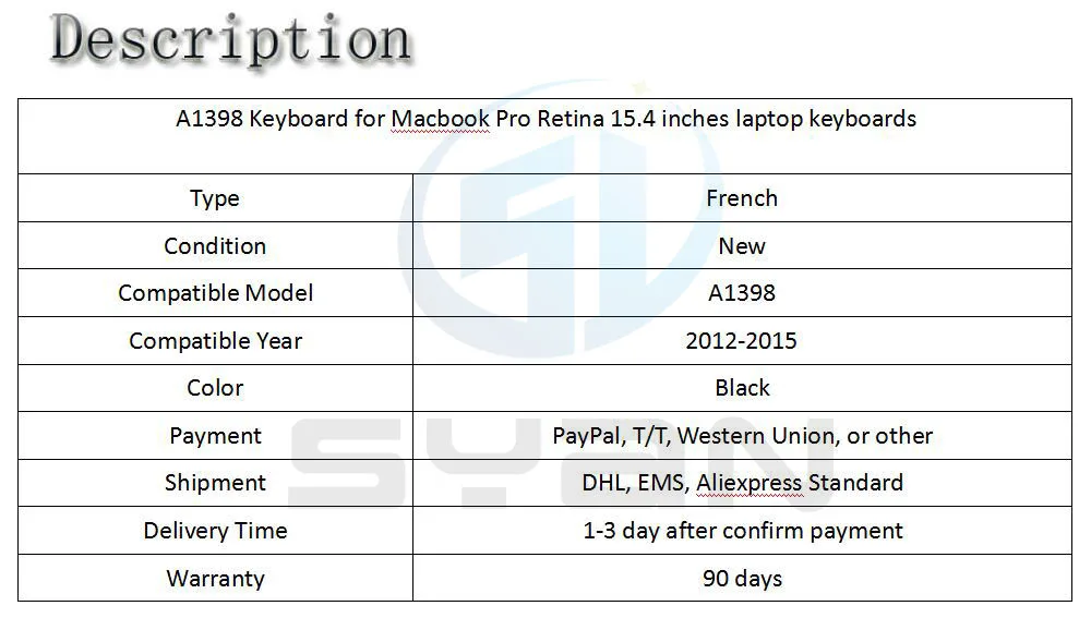 A1398 клавиатура для Macbook Pro retina 15,4 дюймов ноутбука MC975 MC976 ME664 ME665 ME293 ME294 клавиатуры абсолютно новые 2012