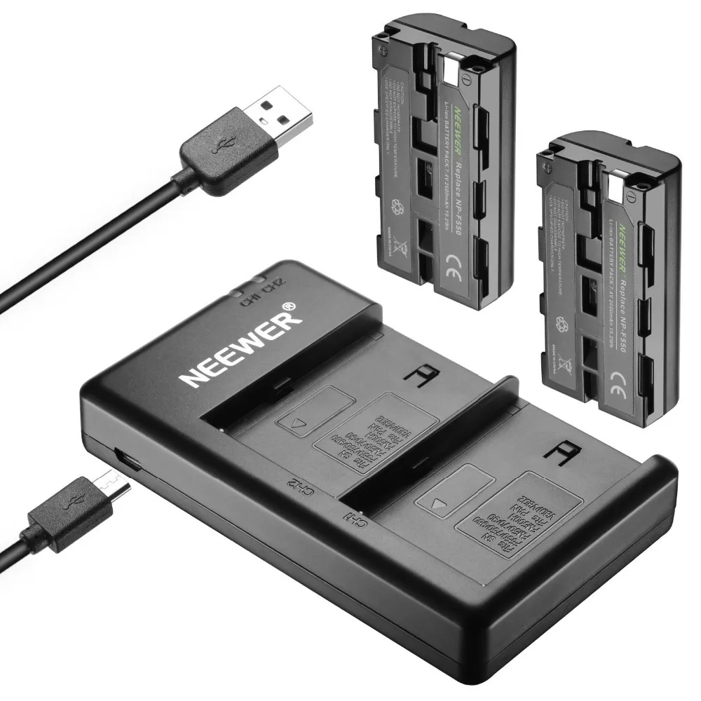 Сменный литий ионный аккумулятор Neewer 2 шт. 2600 мА · ч для Sony NPF550 подходит HandyCams
