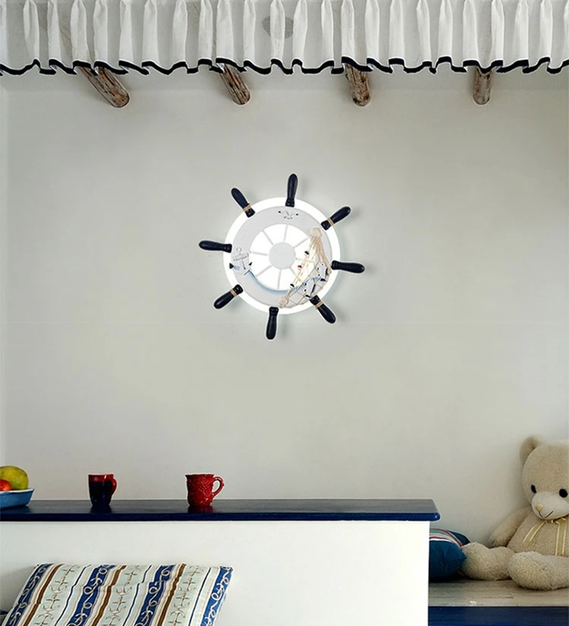 Creative Rudder Wall Lamps Mediterranean Style Bedroom Children Kids Room Corridor Sitting Room Decorative Cartoon Wall Light (3)