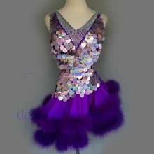 Стиль Костюмы для латинских танцев пикантные Блестки Перо латинские танцевальные платья для женщин конкурс латиноамериканских танцев платья A48 S-4XL