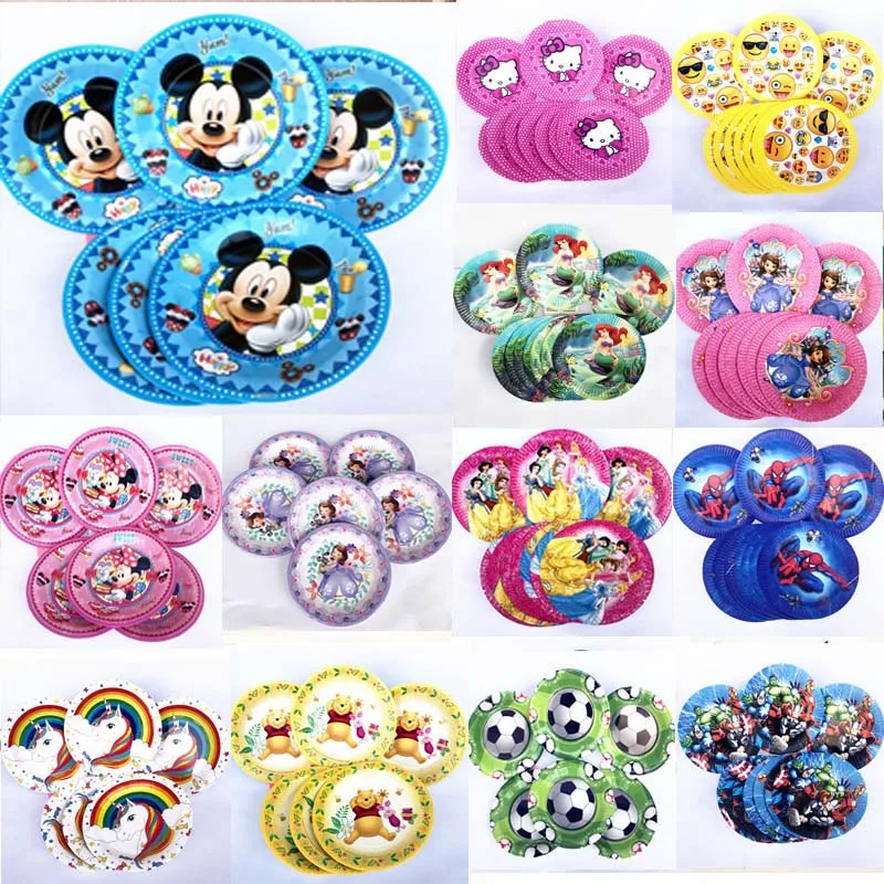

6/10pcs Minnie Mouse/Mermaid Disposable Paper Plates Kids Birthday Party Supplies Christmas Festival Partyware Decorations