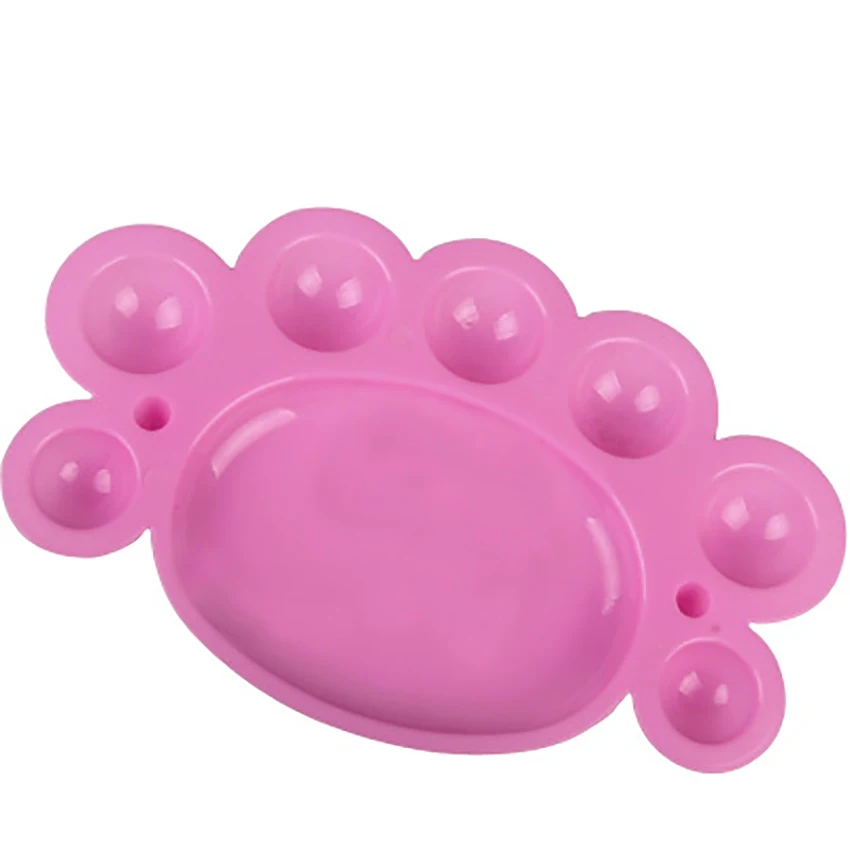 8 Wells Footprint Shape Plastic Palette Tray Student Art Paint Color Palette Oil Watercolor Drawing Pallet Kid Painting Supplies