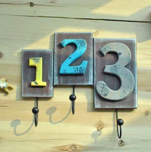 

Free Shipping! European Vintage Style Numbers Design Coat Hanger with 3 hooks Wall Hook Home Decoration! W1016