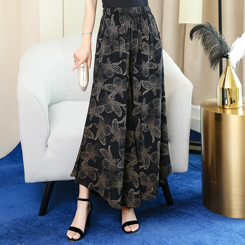 

21 Colors Casual Loose Wide Leg Pants Women High Waist Female Plus Size Pants Summer 2019 Print Breathable Bohemian Flare Pants