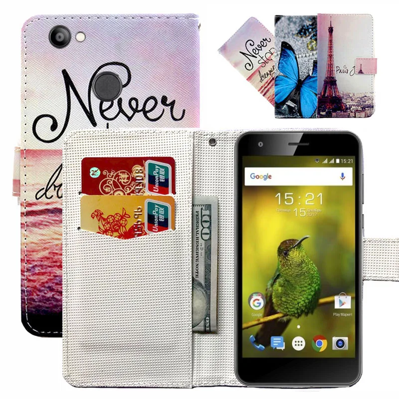 

Fashion 11 Colors Cartoon Painting PU Leather Magnetic clasp Wallet Cover For Fly Power Plus XXL (FS530) Case