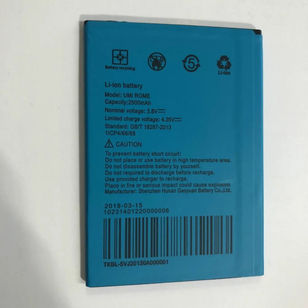 

2018 New Original Battery For Umi ROME ROME X 2500mAh TOP Quality Cell Phone Batteries Rechargeable Replace Accumulator