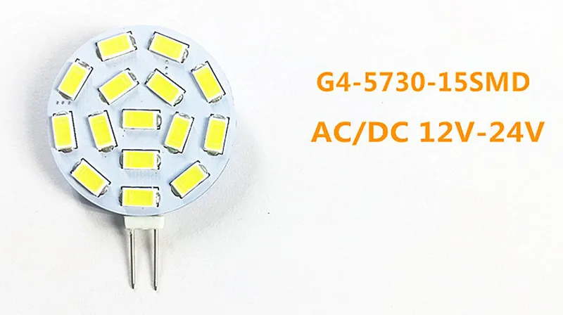 5730SMD светодиодный лампы светильник 15 светодиодный s 5630SMD 3 Вт G4 12V AC/DC 24V DC Светодиодный PCB точечный светильник