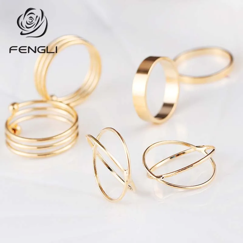 FENGLI золотые корейские кольца на палец для женщин и девушек, комбинированные по контракту, Заявление, подарок для студентов