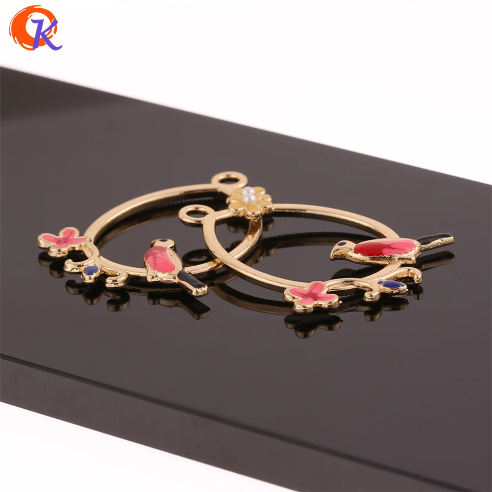 Cordial Design 20Pcs 31*40MM Jewelry Accessories/Hand Made/Gold Oval Connectors With Color Bird/Zinc Alloy/DIY/Earring Findings