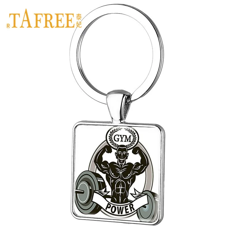 Tafree Fitness Club Keychain Strong Man Fitness Sport Equipment Metal