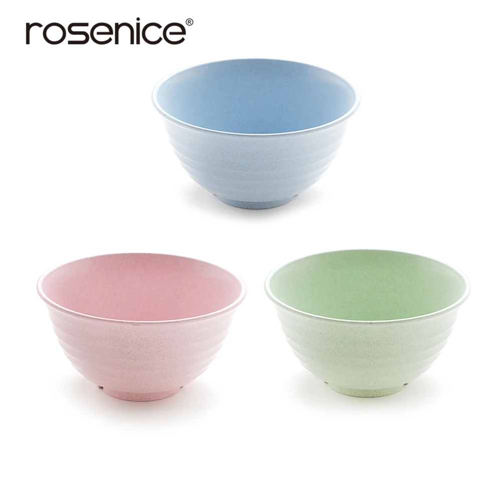 

1pc Wheat Straw Plastic Bowl Household Food-grade Stylish Environmental Fashion Kitchen Bowl Salad Random Color