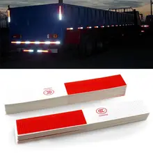 1PCS Red&Sliver White Car Body Reflective Sticker Night Driving Safety Warning Stripe