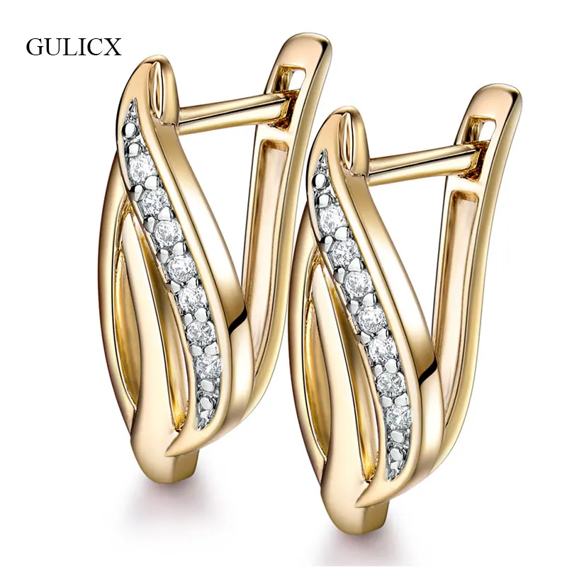 

GULICX New Butterfly Shape Small Earrings For Women Gold-Color Hoop Earrings White Crystal Cubic Zirconia Earrings Jewelry E191