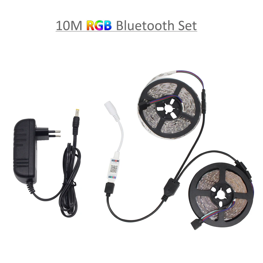 Светодиодная лента Bluetooth 5 м 10 м умный светодиодный RGB водонепроницаемый 12 в ленточный светильник 2835 RGB Tira Светодиодная лента e tv свет - Испускаемый цвет: 10M Full Set