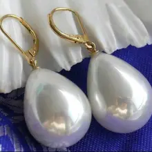 Горячая Распродажа-очаровательные натуральные серьги 13-18 мм с белым жемчугом капельного цвета, висячие серьги>-высокое качество