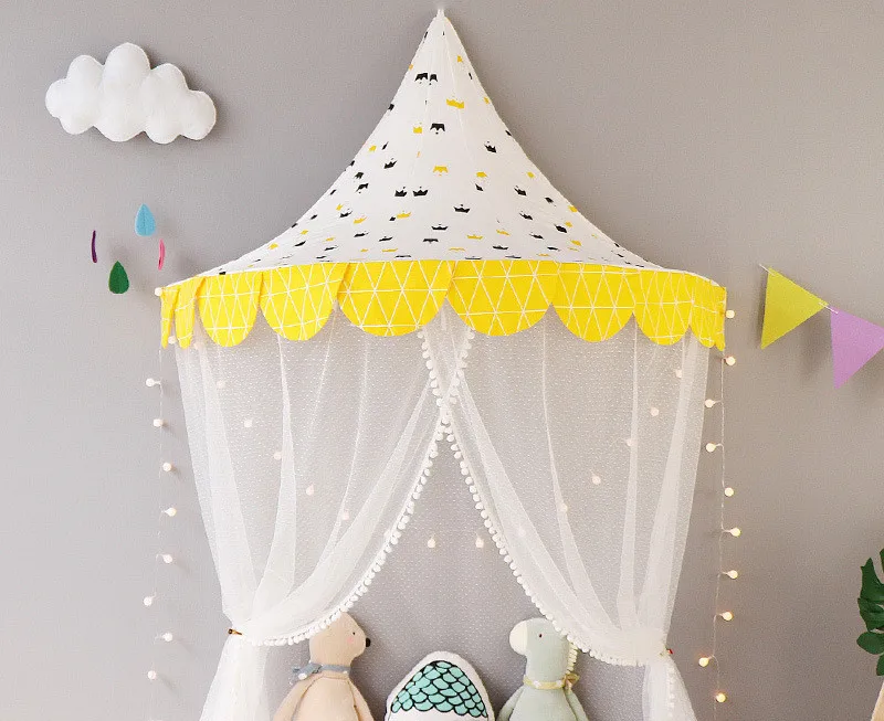 

Girl Princess Breathable Game Tent Multifunction Cotton Anti-Mosquito Half Moon Mosquito Net Baby Wigwam Suitable For Home