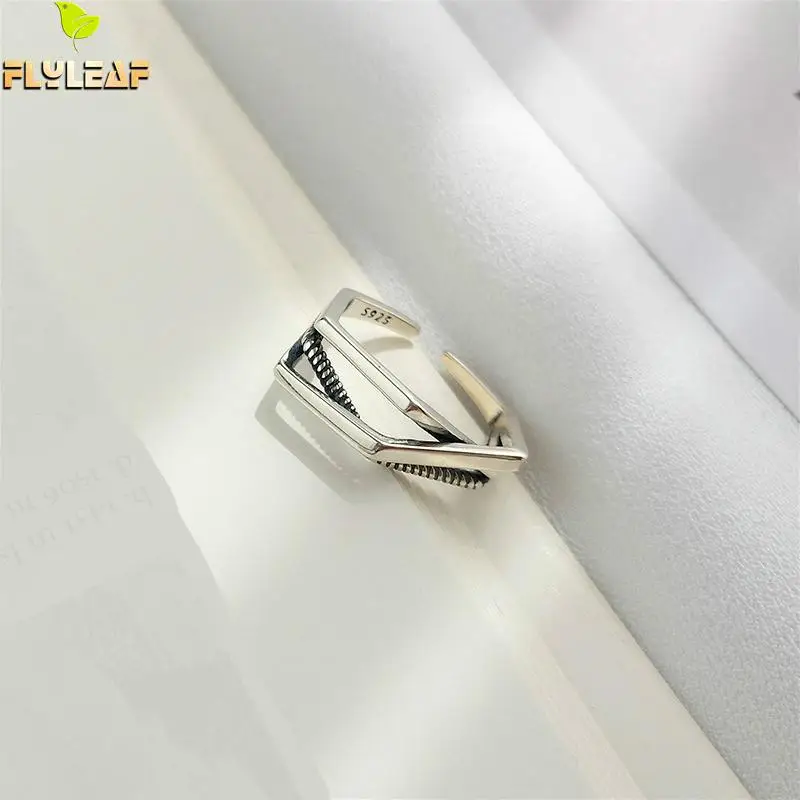 

Flyleaf Irregular Multi-layer Weaving Rings For Women Real 925 Sterling Silver High Quality Fine Jewelry Femme Open Ring Vintage