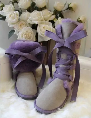 Г. Высокие зимние ботинки женские теплые ботинки высококачественные ботинки из натуральной овечьей кожи в австралийском стиле зимние женские ботинки - Цвет: Коричневый