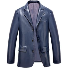 Мужской модный брендовый кожаный костюм, высокое качество, Мужская большая овечья кожаная куртка, мужское кожаное пальто