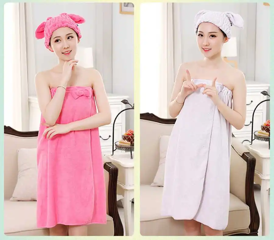 Absorbent Microfiber Fleece Shower Spa Body Wrap Bath Towel