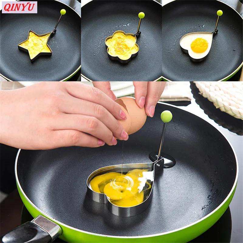 

4 Piece creative Fried Egg Shaper Stainless Steel Frying Egg Pancake Mould Mold Kitchen Cooking Tool funny breakfast 5Z