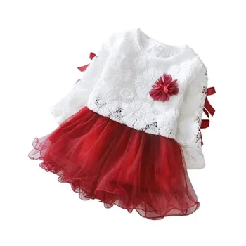 

Wholesale 4pcs/lot Girls Dress Christmas Wedding Party Dresses Ball Gown Girls Dress+Knitted Tops with Flower Kids Clothes 0-4T