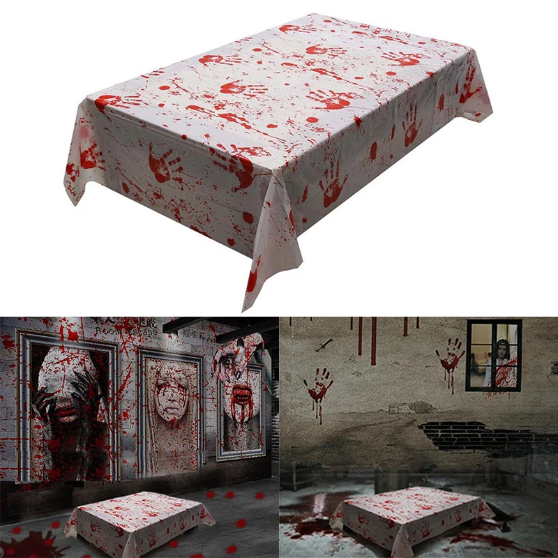 

260x130cm Scary Bloody Hands Tableware Halloween Tablecloth Horror Castle Haunted House Table Cover Halloween Decoration Props