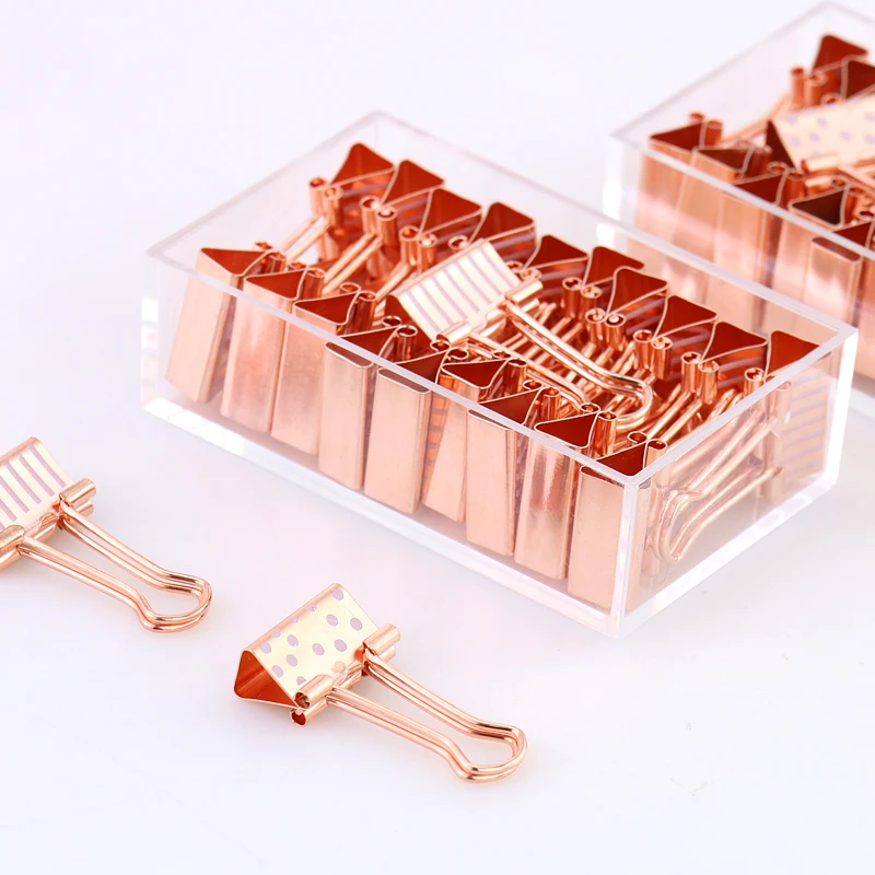 Buy 20pcs/box 19mm Paper Clip Rose Gold Metal Binder