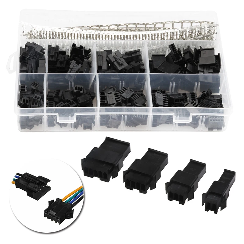 

560PCS 2.54MM 2P-13P Pin Way Cable Plug Electrical Male&Female Connectors Header Black Housing Bare Terminals Assorted Kit