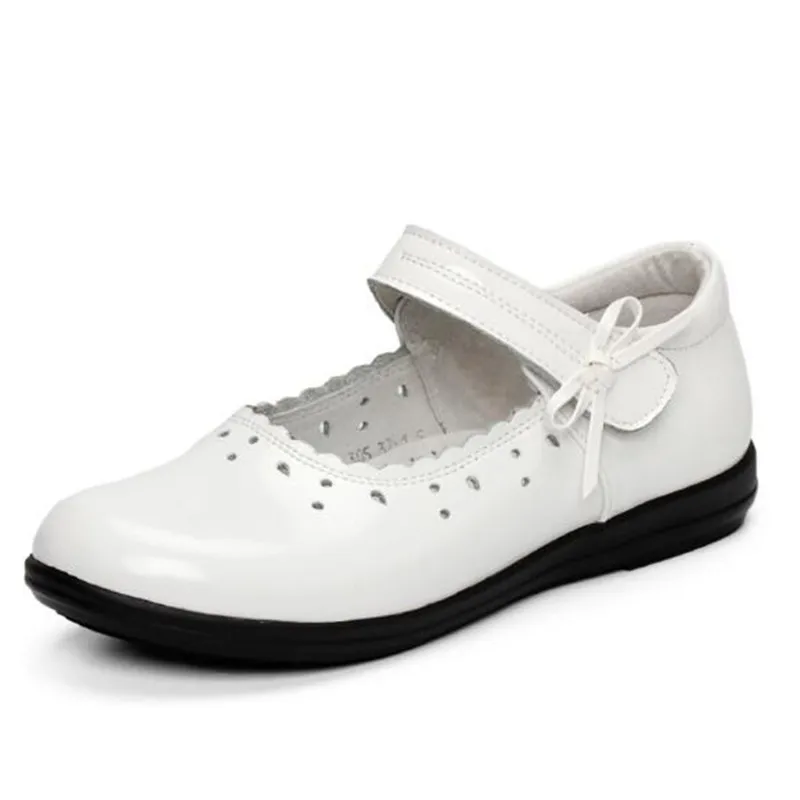 Стиль; школьная модельная обувь; детская черная обувь из натуральной кожи для девочек; вечерние туфли принцессы для танцев; обувь для малышей; 03 - Цвет: Белый