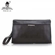 New 2016 Luxury Famous Brand Men Genuine Leather Clutch Bag England Style Wallet Passport Purse Big Handbags With Zipper