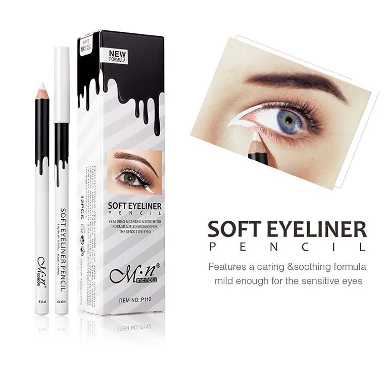 MENOW Марка белый карандаш для глаз макияж 12 шт./лот гладкой отбеливатель Eye Liner Pen