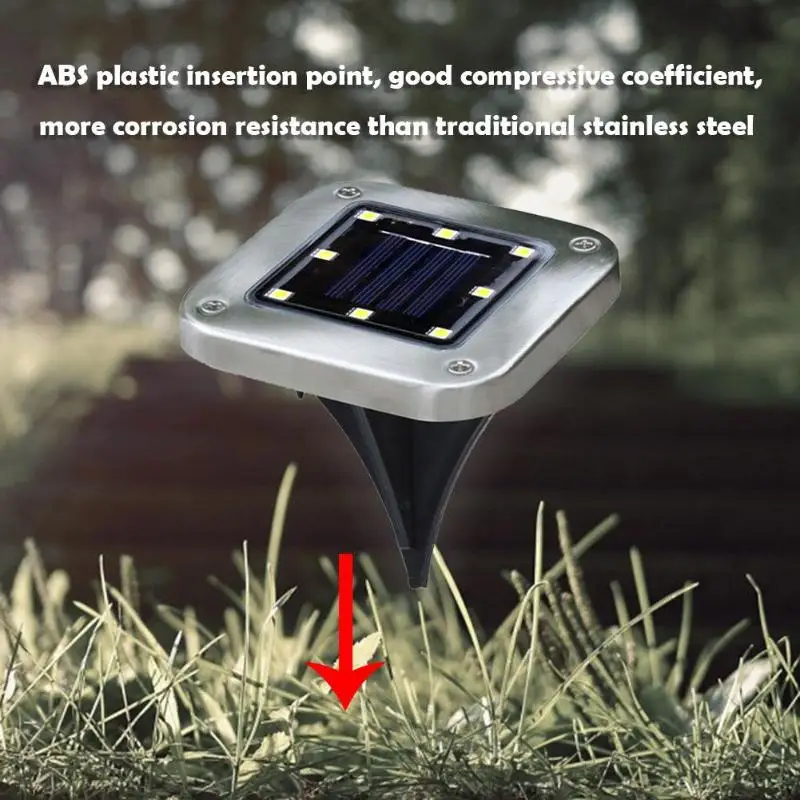 

4pcs 8LED Outdoor Solar Light Garden Lamp Landscape Pathway Deck Lights Disk Solar Power Buried Light Waterproof Yard Lawn Lamp